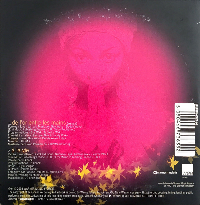 Saya CD Single De L'or Entre Les Mains - France (VG+/M)