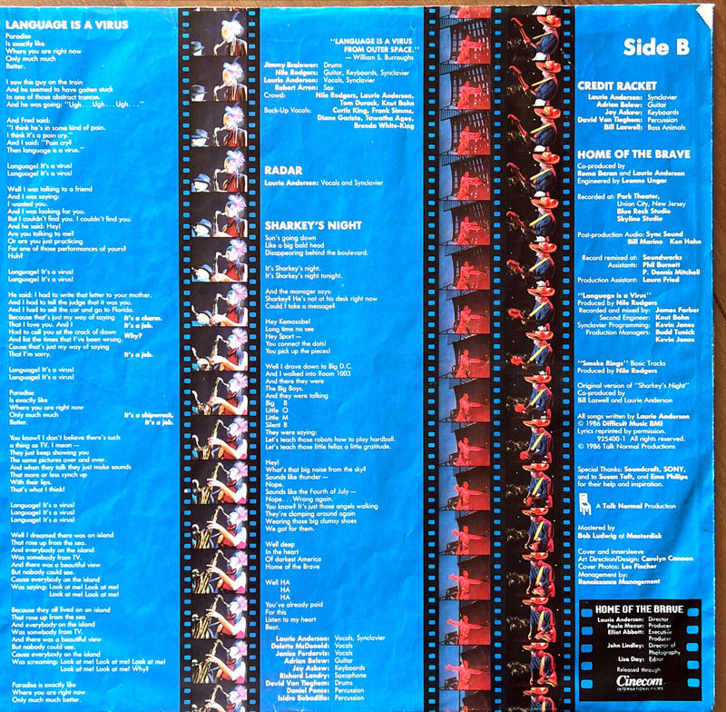 Laurie Anderson LP Home Of The Brave