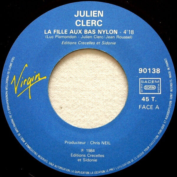 Julien Clerc ‎7" La Fille Aux Bas Nylon - France (VG+/EX)