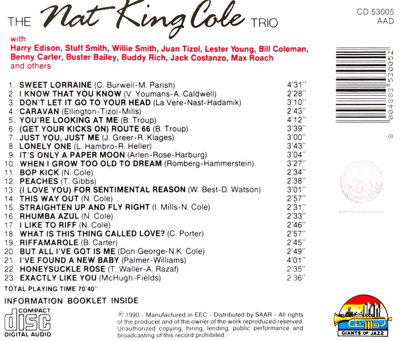 The Nat King Cole Trio CD The Nat King Cole Trio