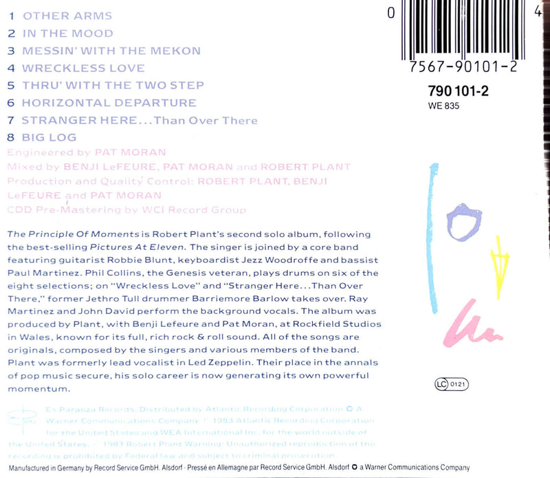 Robert Plant CD The Principle Of Moments