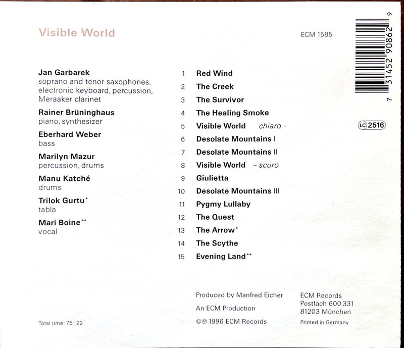 Jan Garbarek CD Visible World