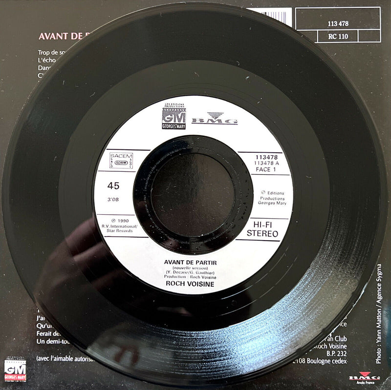 Roch Voisine 7" Avant De Partir (Nouvelle Version)