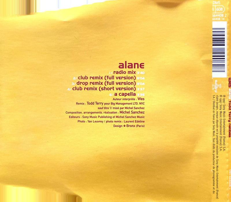 Wes ‎Maxi CD Alane (Todd Terry Remixes) - Europe (VG+/VG)