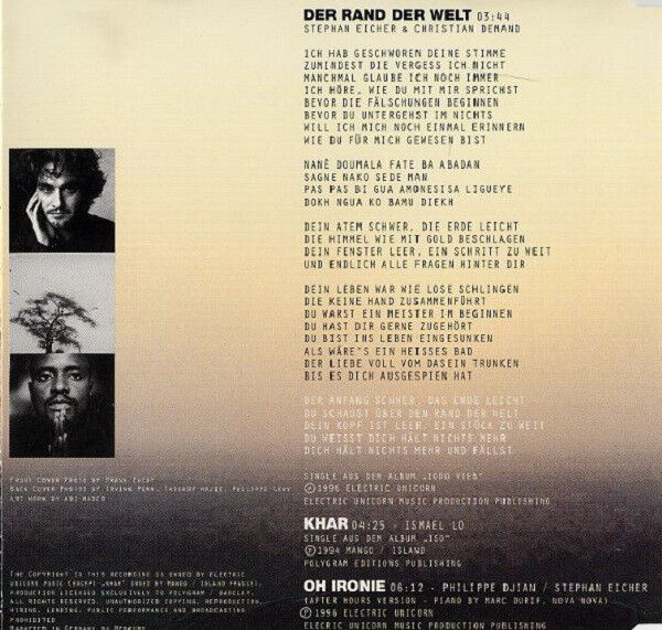 Stephan Eicher / Ismaël Lo Maxi CD Der Rand Der Welt / Khar - France (VG+/EX)