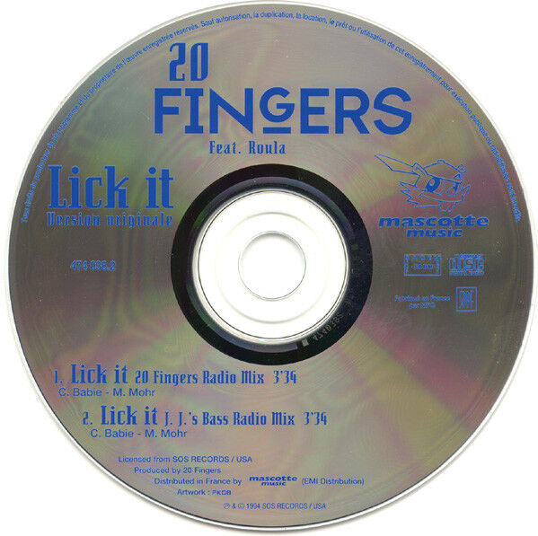 20 Fingers Feat. Roula ‎CD Single Lick It - France (EX/EX)