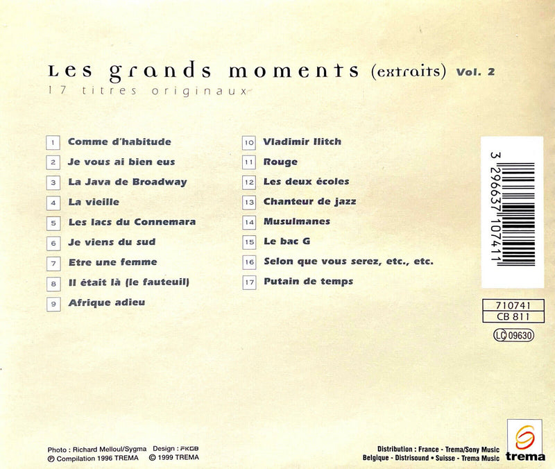 Michel Sardou ‎CD Les Grands Moments (Extraits) - Vol. 2 - 17 Titres Originaux