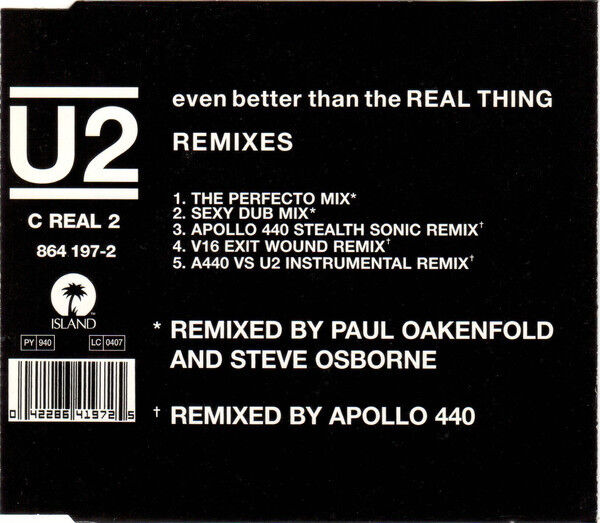 U2 ‎Maxi CD Even Better Than The Real Thing (Remixes) - Europe (EX+/EX)