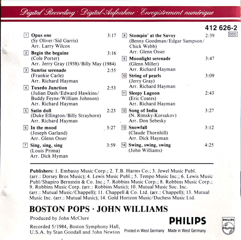 John Williams & The Boston Pops CD Swing, Swing, Swing