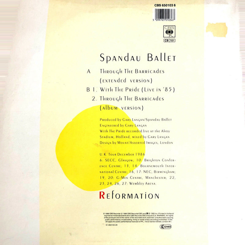 Spandau Ballet 12" Through The Barricades (Extended Version) - Holland (VG+/M)