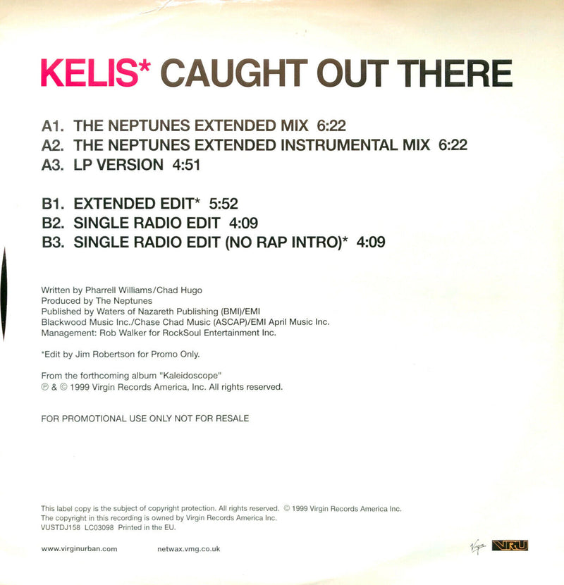 Kelis ‎12" Caught Out There (I Hate You So Much Right Now!) - Promo - UK (VG/EX)