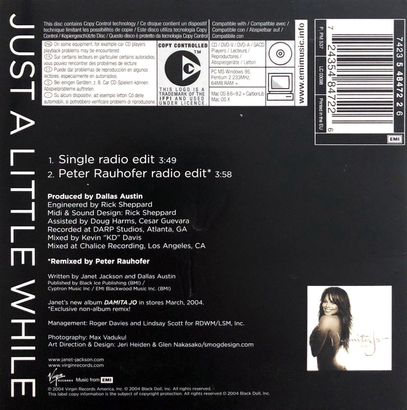 Janet CD Single Just A Little While - France (VG+/VG+)