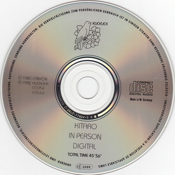 Kitaro ‎CD In Person Digital - Germany (EX/G)