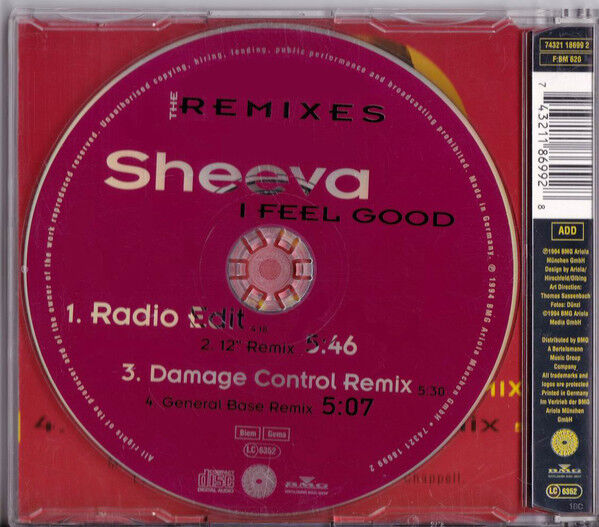 Sheeva ‎Maxi CD I Feel Good (The Remixes) - Europe (EX/EX)