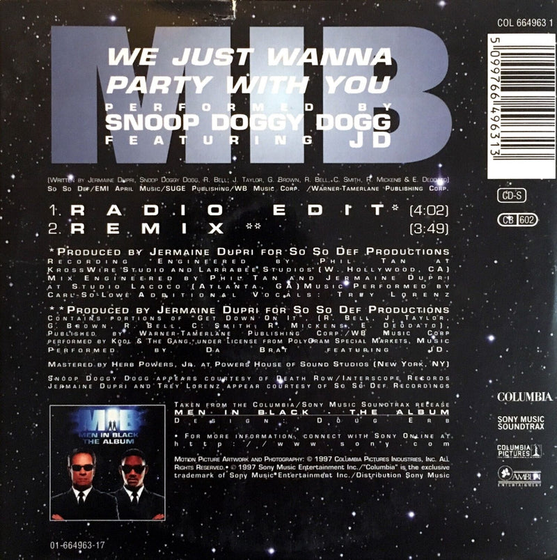 Snoop Doggy Dogg Featuring JD CD Single We Just Wanna Party With You - Europe