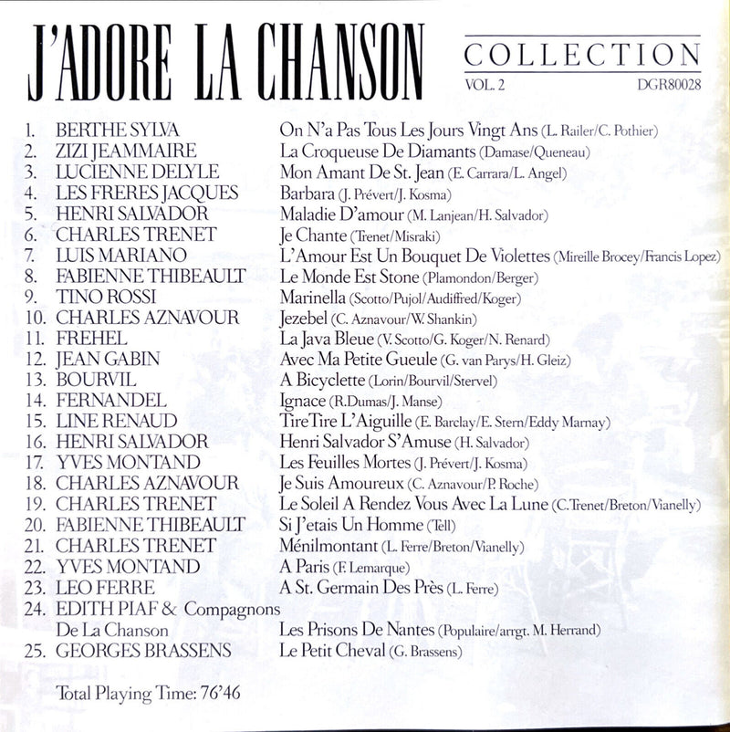 Compilation CD J'adore La Chanson Française Vol. 2
