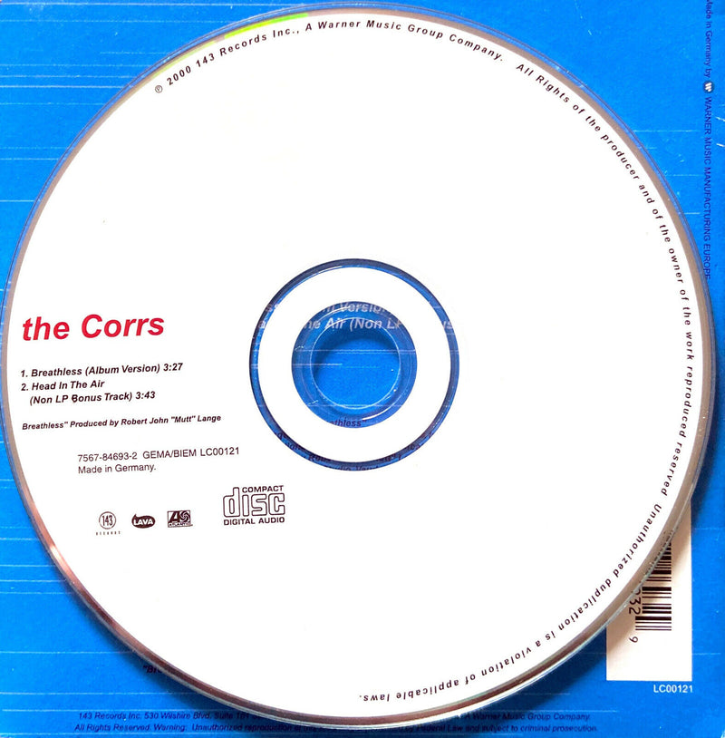 The Corrs CD Single Breathless - Europe (VG/EX+)