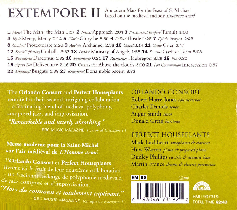 Orlando Consort · Perfect Houseplants ‎CD Extempore II - France (EX/EX+)