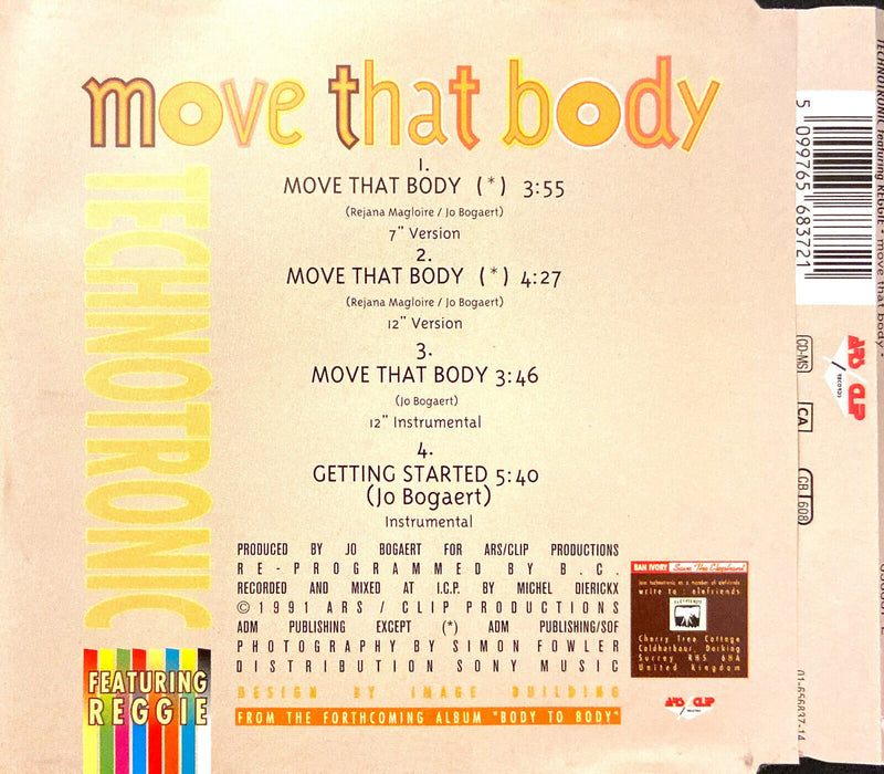 Technotronic Featuring Reggie ‎Maxi CD Move That Body - Europe (EX+/VG+)