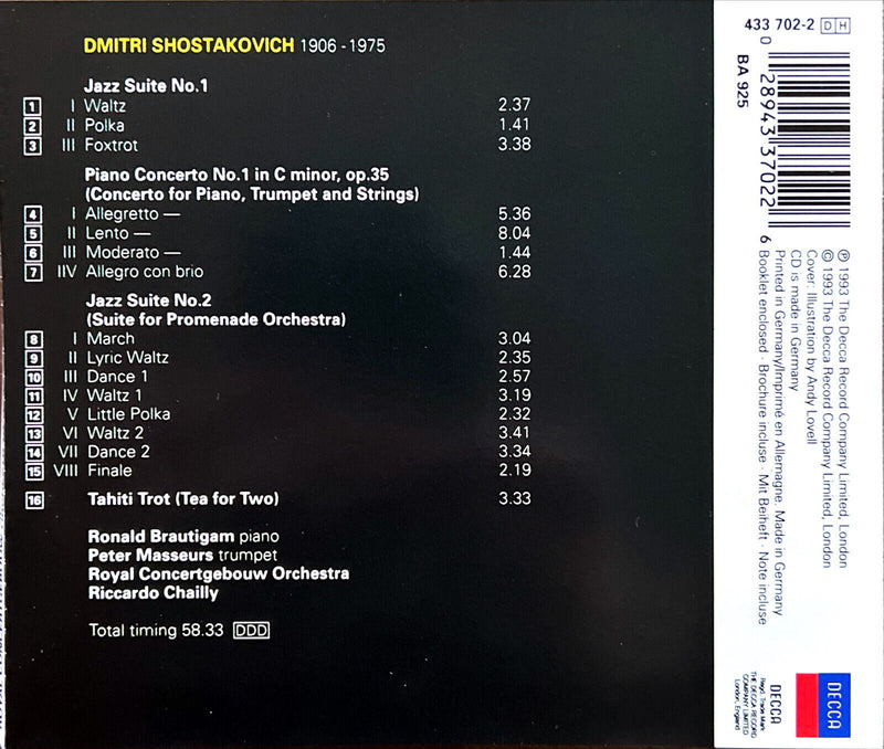 Shostakovich / Royal Concertgebouw Orchestra, Riccardo Chailly CD The Jazz Album