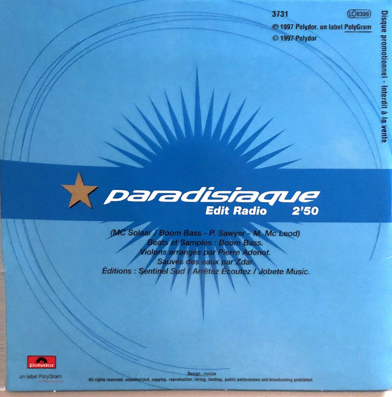 Mc Solaar CD Single Paradisiaque - Promo - France (VG+/M)