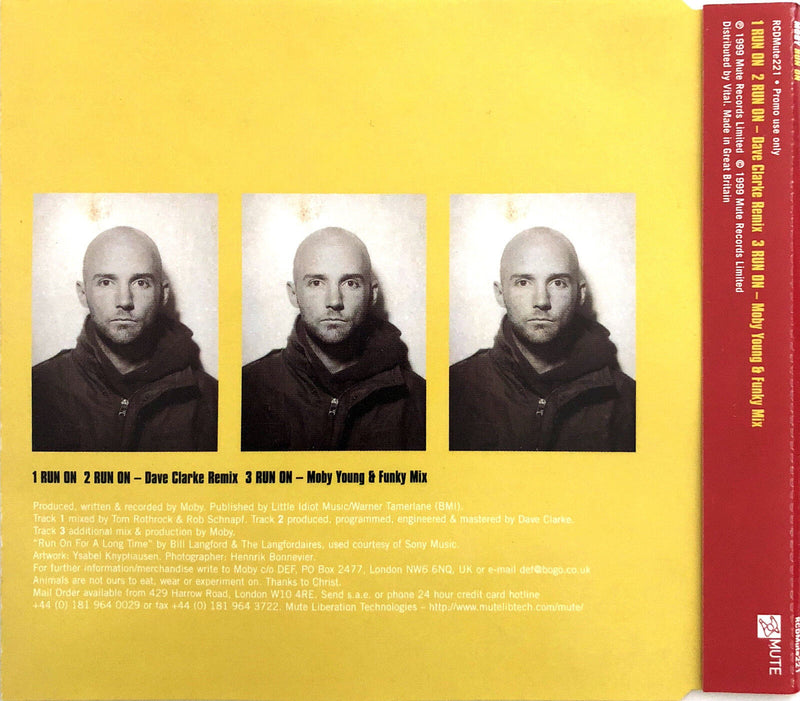 Moby ‎Maxi CD Run On (RCDMute221) - Promo - Europe (EX+/EX+)