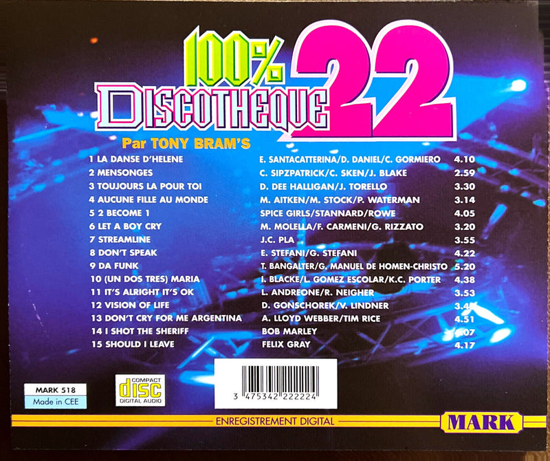 Tony Bram's, Son Orchestre Et Ses Chanteurs CD 100% Discothèque 22