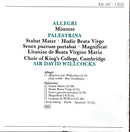 Allegri, Palestrina - Willcocks / Choir Of King's College, Cambridge CD Miserere
