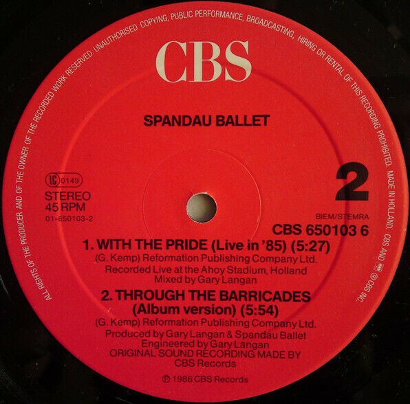 Spandau Ballet 12" Through The Barricades (Extended Version) - Holland (VG+/M)