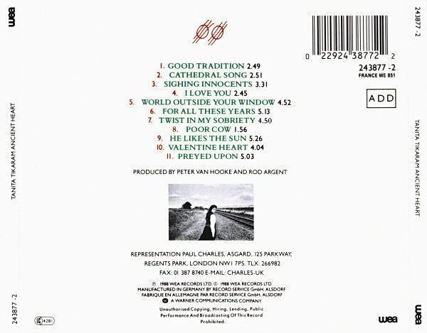 Tanita Tikaram ‎CD Ancient Heart - Europe (M/M)