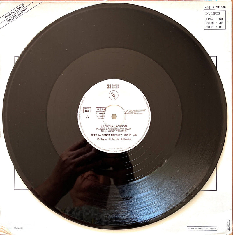 La Toya Jackson 12" Bet'cha Gonna Need My Lovin' - Limited Edition - France