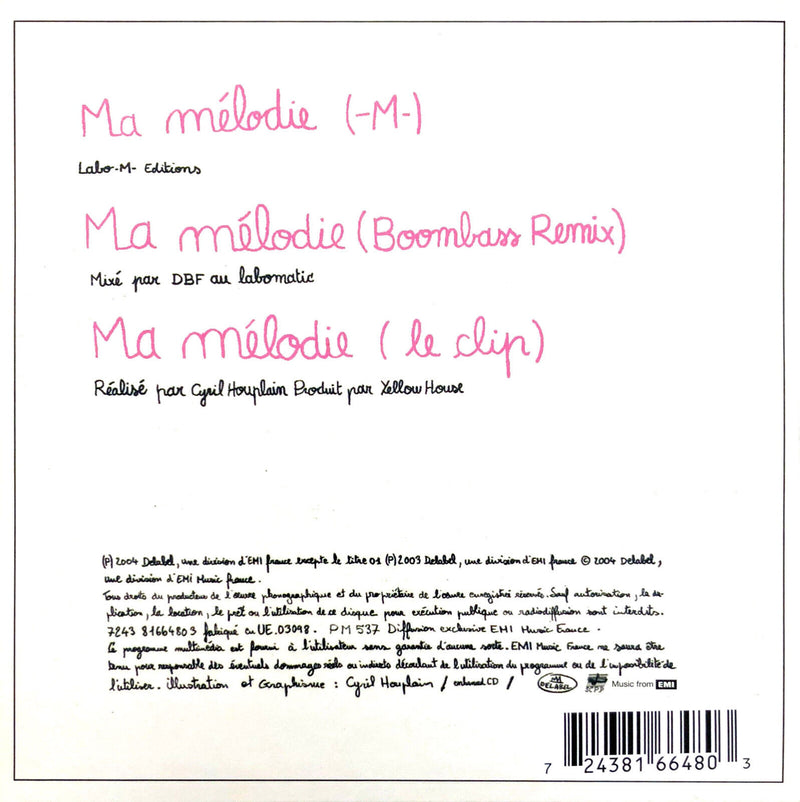 -M- ‎CD Single Ma Mélodie - France (EX/M)