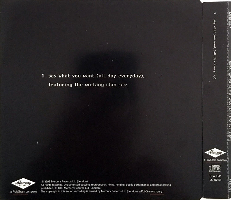 Texas featuring Wu-Tang Clan ‎Maxi CD Say What You Want (All Day Everyday) -