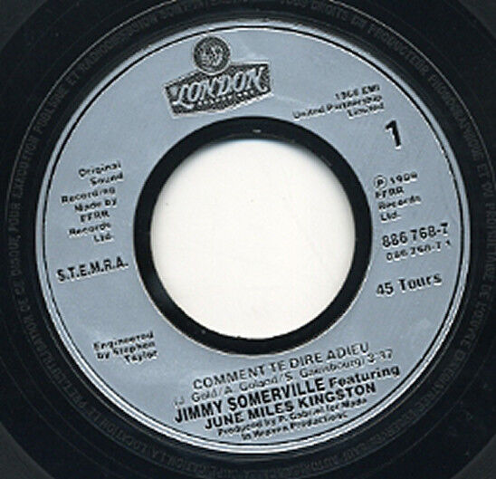 Jimmy Somerville Featuring June Miles-Kingston ‎7" Comment Te Dire Adieu - Fr
