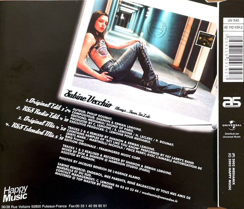 Sabine Vecchio Maxi CD Always...Never Too Late - France