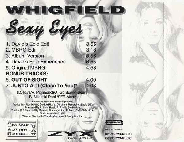 Whigfield Maxi CD Sexy Eyes - Germany (EX+/EX+)