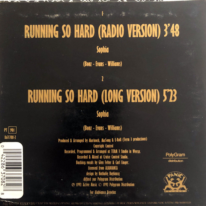 Sophia ‎CD Single Running So Hard - France (VG+/G)