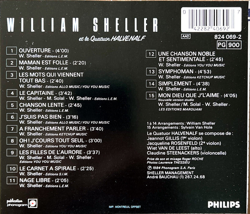 William Sheller Et Le Quatuor Halvenalf CD Olympia 1984