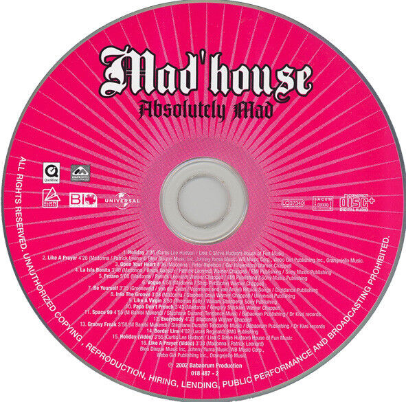 Mad'house ‎CD Absolutely Mad - France (M/M)