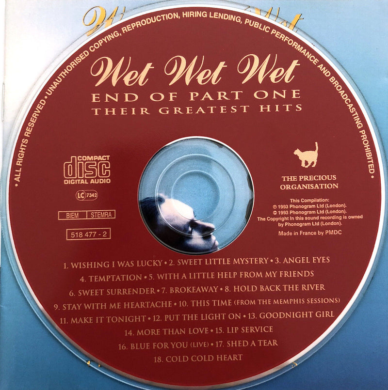 Wet Wet Wet ‎CD End Of Part One (Their Greatest Hits) - France (EX+/EX+)