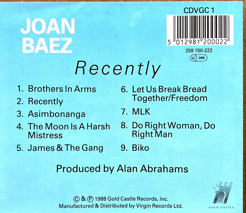 Joan Baez CD Recently