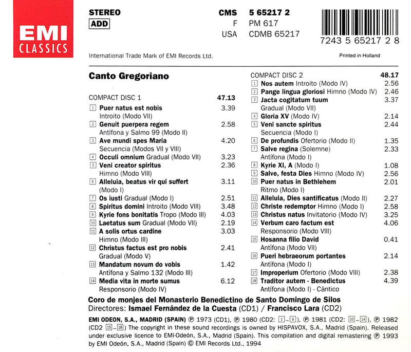 Coro De Monjes Del Monasterio Benedictino De... 2xCD Canto Gregoriano - Spain