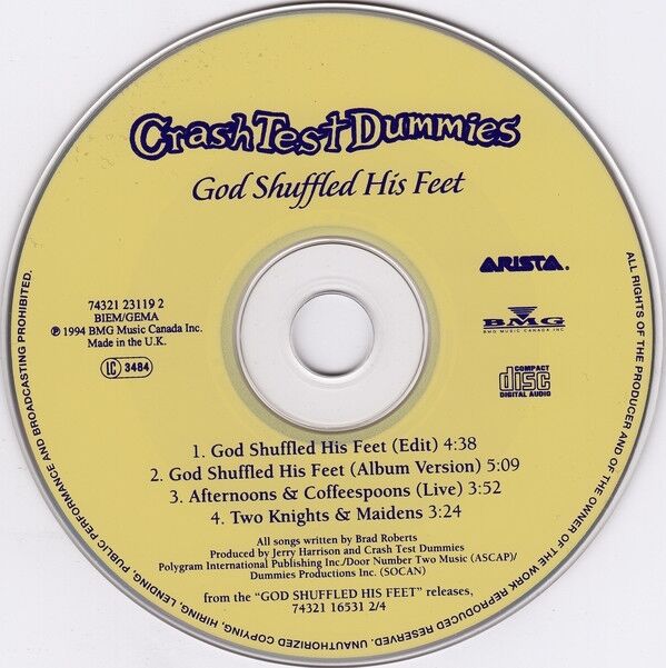 Crash Test Dummies ‎Maxi CD God Shuffled His Feet - Europe (EX+/EX+)