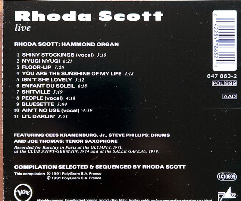 Rhoda Scott CD Live