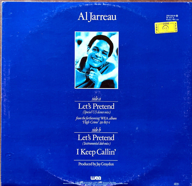 Al Jarreau 12" Let's Pretend (Special US Dance Mix Plus Instrumental Dub Mix) /