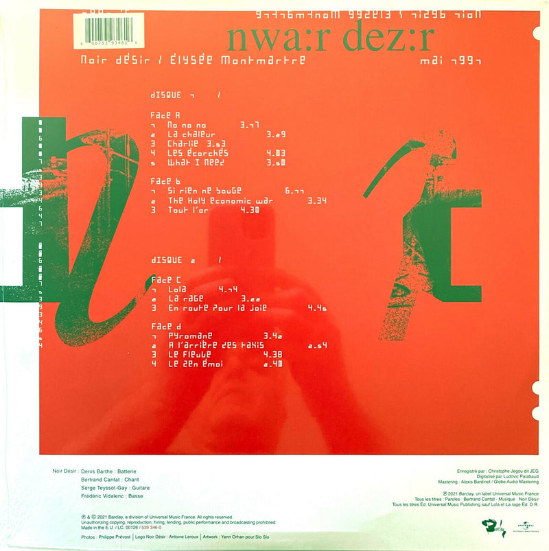 Noir Désir ‎2xLP Elysée Montmartre mai 1991 - Edition Spéciale Vinyles Rouges
