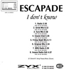 Escapade Maxi CD I Don't Know - Germany (M/EX+)