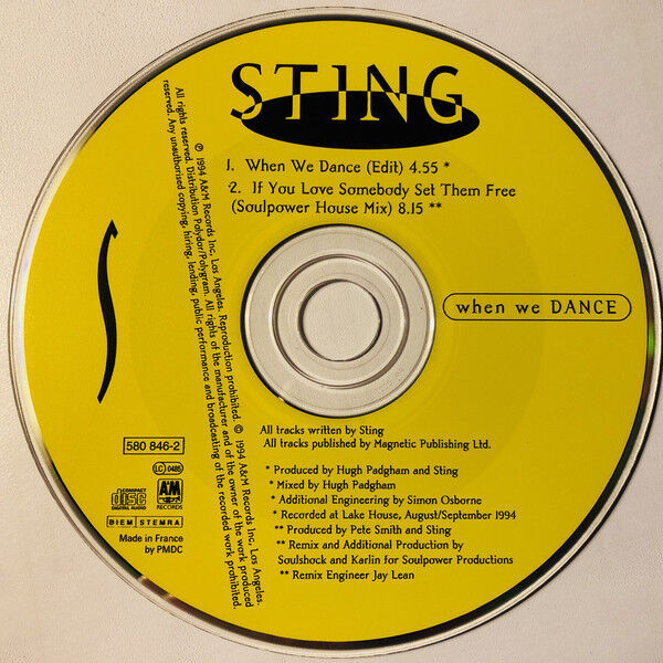 Sting ‎CD Single When We Dance - France (EX/M)