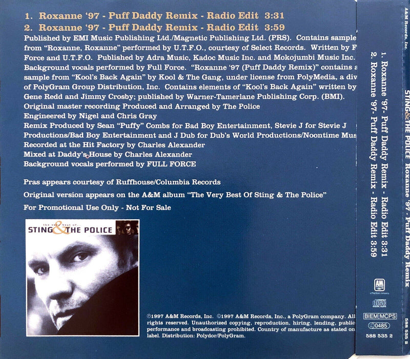 Sting & The Police ‎Maxi CD Roxanne 97 (Puff Daddy Remix) - Promo - UK (EX+/EX+)