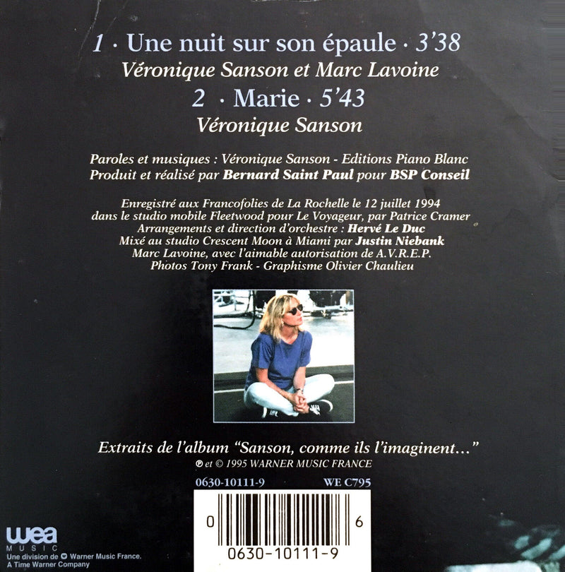 Véronique Sanson & Marc Lavoine ‎CD Single Une Nuit Sur Son Epaule - France